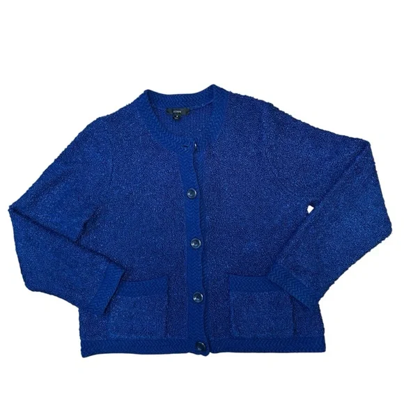 J crew royal blue Tweedy textured cardigan sweater size small lady jacket bw853 - Picture 3 of 8